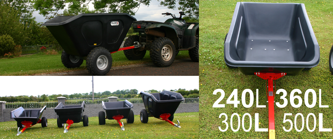 Hook On, Drive on and Get the job done quicker with Quad-X Multipurpose ATV trailers.